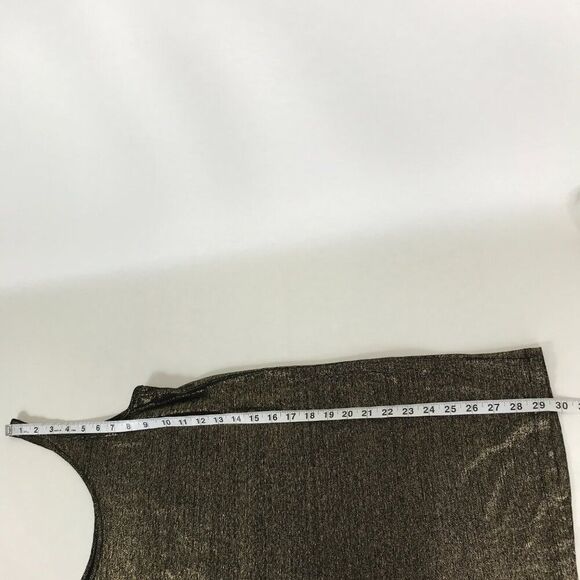 Eileen Fisher Organic Linen Jersey Shimmer Tunic Tank Women's XS Gold Holiday - Picture 8 of 11